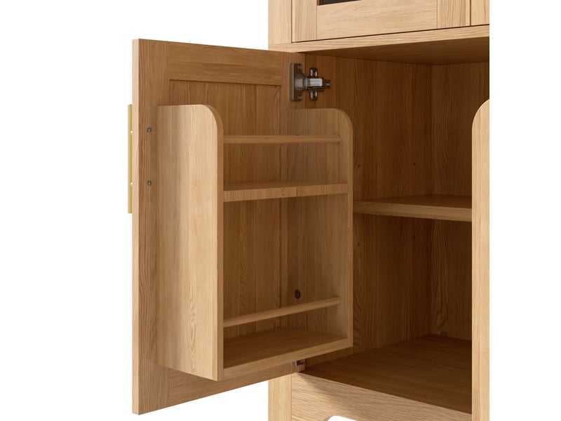 Buffet vitrine,110x40x185 cm,avec rangement,mdf et panneaux de particules,coloris naturel - Conforama B