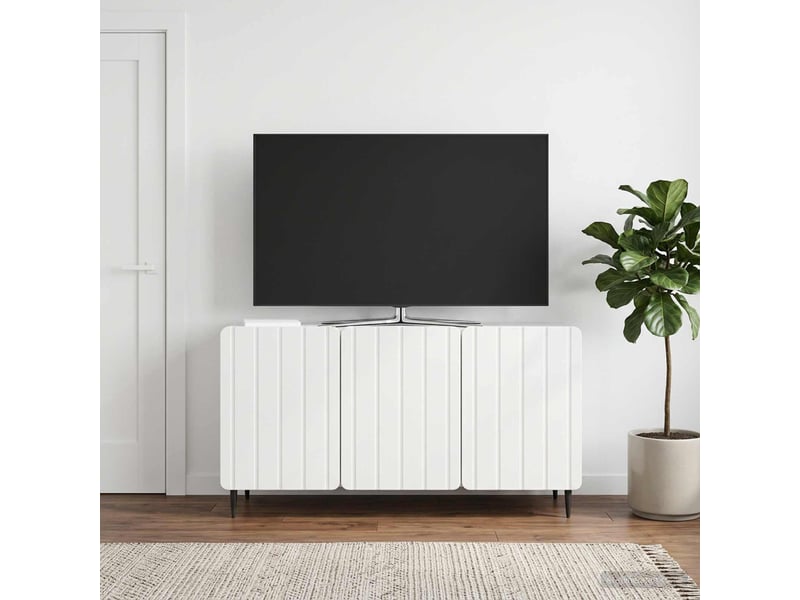  Meuble tv - banc tv - meuble de rangement 99 x 34,5 x 52 cm blanc brillant bois d'ingénierie  - Conforama B