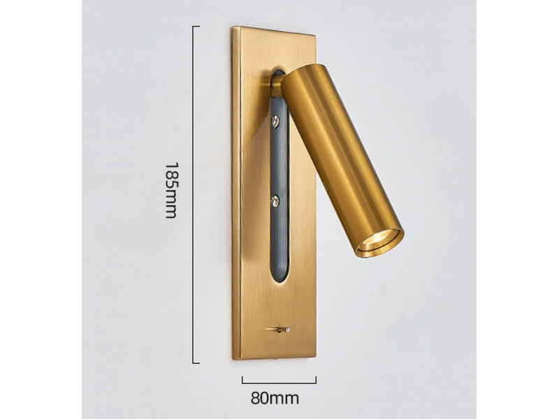  Applique murale, lampe de lecture de chevet, veilleuse rotative à 360 degrés avec interrupteur poussoir (cuivre, jaune  - Conforama D
