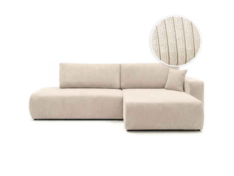 Canapé d'angle max réversible et convertible 5 places alya en velours côtelé - beige ALYA - Conforama A