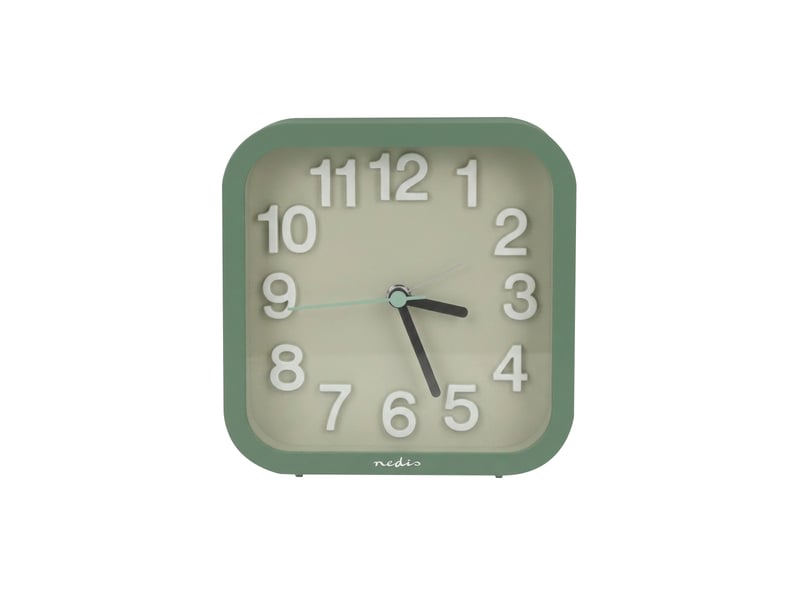 Réveil de table analogique mouvement d'horloge silencieux avec fonction snooze nedis vert CLDK1004GN - Conforama B