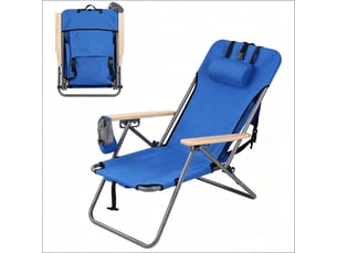 Chaise de jardin pliante,69x56x80 cm,4 positions,tissu oxford,bleu