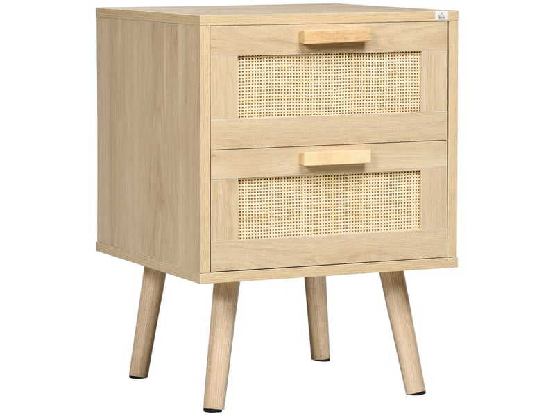  Table de chevet bohème à 2 tiroirs pour chambre à coucher, 40 x 40 x 56 cm, couleur bois naturel  - Conforama A