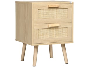 Table de chevet bohème à 2 tiroirs pour chambre à coucher, 40 x 40 x 56 cm, couleur bois naturel