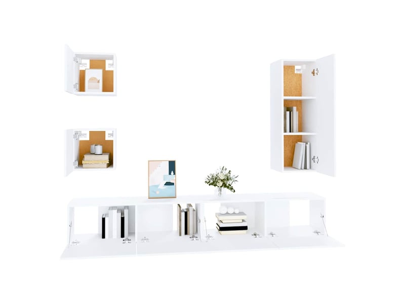  Ensemble de meubles tv 5 pcs blanc bois d'ingénierie shl79770  - Conforama D