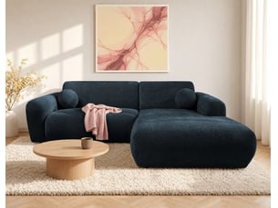 Canapé d'angle droit fixe BESTMOBILIER LOUISE 4 places Velours Bleu