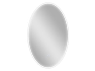 Miroir salle de bain avec éclairage 80 x 50 cm, miroir led ovale, anti-buée, dimmable, 3 couleurs lumière, transparent