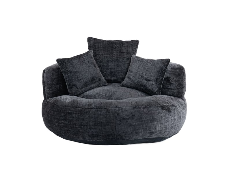  Deplimousse fixe 1 place tissu noir canapé noir - Conforama A