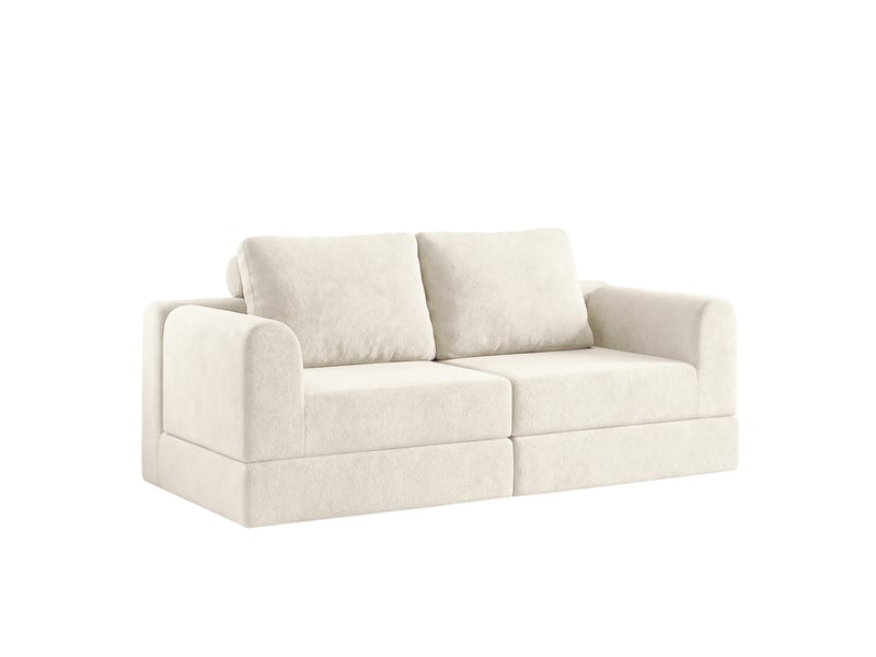 Canapé-lit convertible 160 x 80 x 78 cm, rangement, tissu flanelle beige CARDUME ESTIVAL - Conforama A