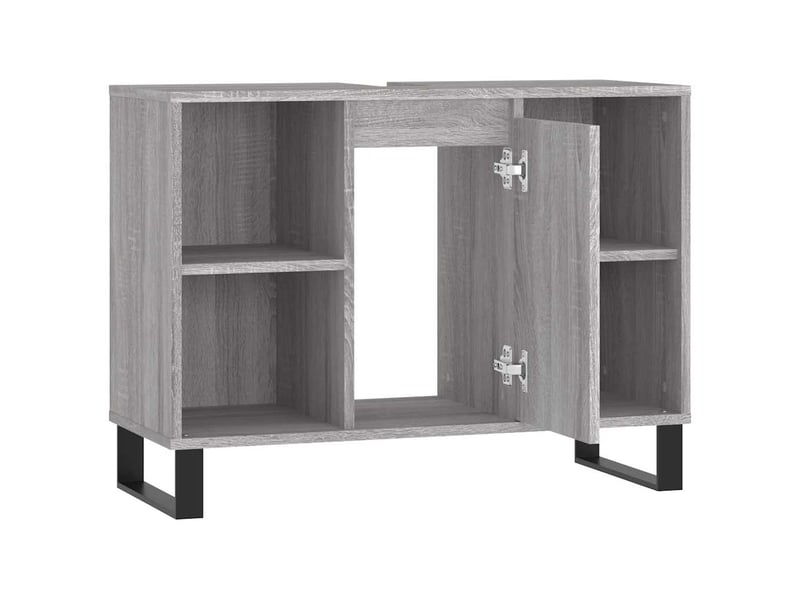  Meuble salle de bain rangement, commode sonoma gris 80x33x60 cm bois d'ingénierie shl8144  - Conforama E