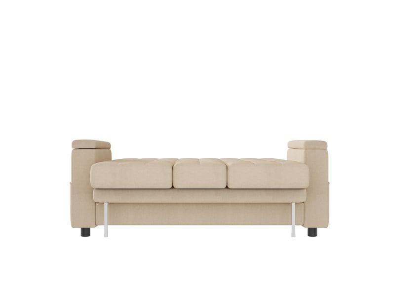 Canapé convertible ulevr 2 places avec rangement dans les accoudoirs, dossier réglable 108°138°180°, tissu aspect lin beige, 159 x 142,5 x 92 cm - Conforama A