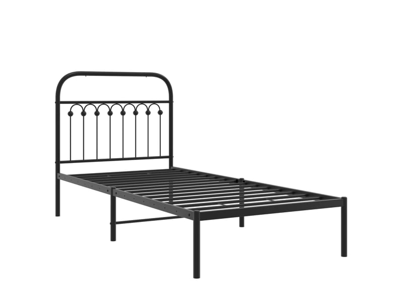  Lit simple- lit adulte -  cadre de lit métal sans matelas avec tête de lit noir 90x200 cm  - Conforama B