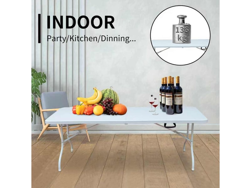 Table de jardin pliante ulevr 180,34 x 73,66 cm, plateau en plastique, pieds en acier, blanche - Conforama B