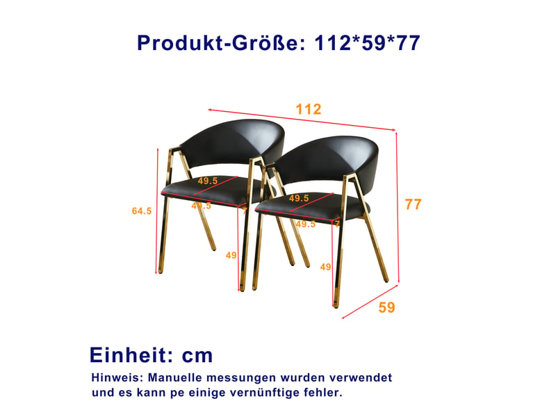  Lot de 2 chaises de salle à manger 59x56x77 cm, dossier ergonomique,  patins réglables, hydrofuge, pu, noir  - Conforama C