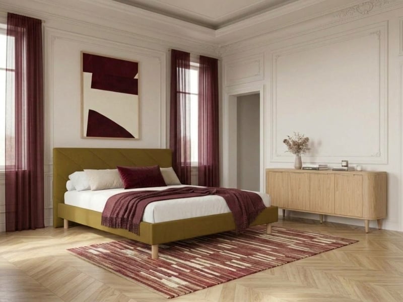  Bobochic lit helena tissu velours lisse avec lattes massives vert 140x190 HELENA - Conforama C