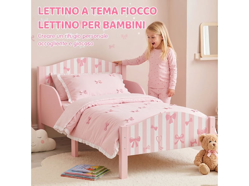  Lit simple pour enfant 146 x 76,5 cm, rose, forme nœud  - Conforama E