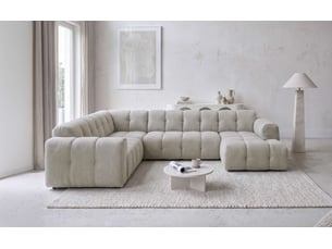 Canapé d'angle gauche fixe MIUFORM Picco 8 places Tissu Beige