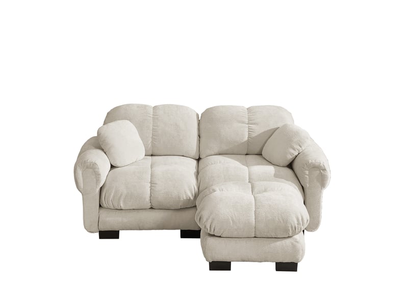 Canapé 2 places modular l-forme chenille, ottomane mobile, confort premium  - Conforama A