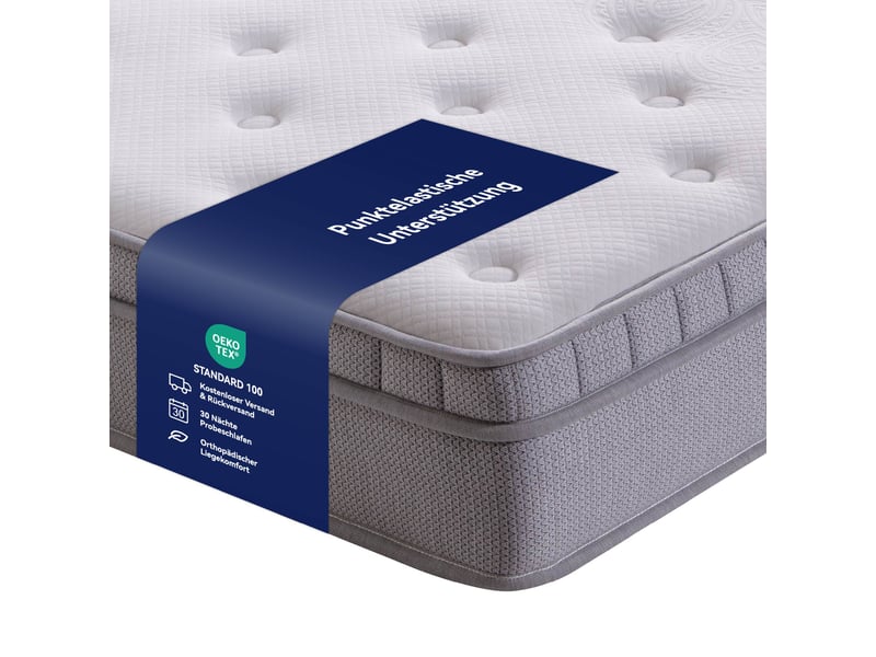 Matelas 160 × 200 cm 7 zones en mousse et ressorts, soutien renforcé, blanc ancien  - Conforama E