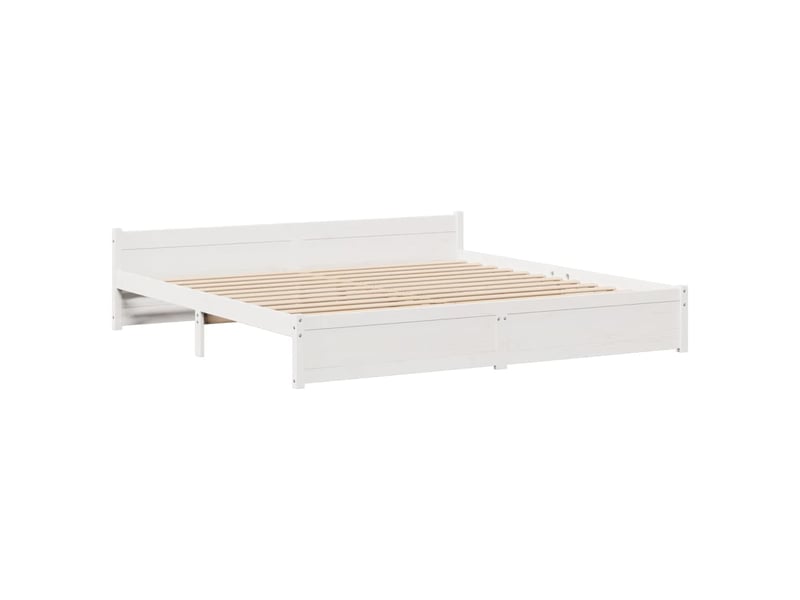 Lit double- lit adulte - cadre de lit avec tête de lit sans matelas blanc 180x200 cm - Conforama C
