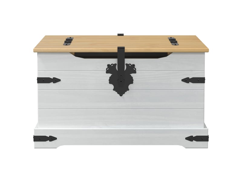 Boîte de rangement avec étagère blanc 78x78x45 cm pin massif - Conforama D