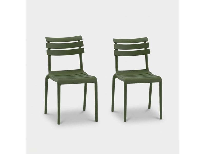  Lot de 2 chaises empilables intérieur et extérieur punat - vert foncé  - Conforama A