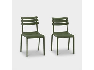Lot de 2 chaises empilables intérieur et extérieur punat - vert foncé