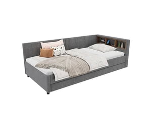 Lit gigogne 90x200 cm <strong>OXEZA</strong>  <strong></strong> coloris gris