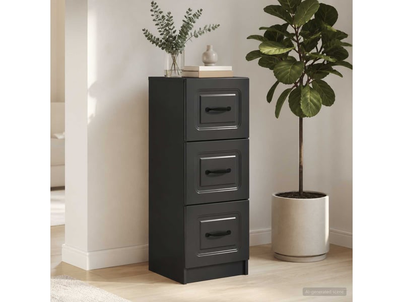  Armoire de rangement bureau, armoire à tiroirs noir 33 x 34,5 x 87 cm bois d'ingénierie  - Conforama D