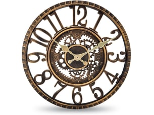 Horloge vintage à engrenages – horloge de table à chiffres arabes – mouvement à quartz silencieux – horloge créative – horloge à quartz – 12 pouces