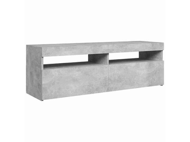  Meuble tv - banc tv - meuble de rangement avec lumières led gris béton 120x35x40 cm  - Conforama E