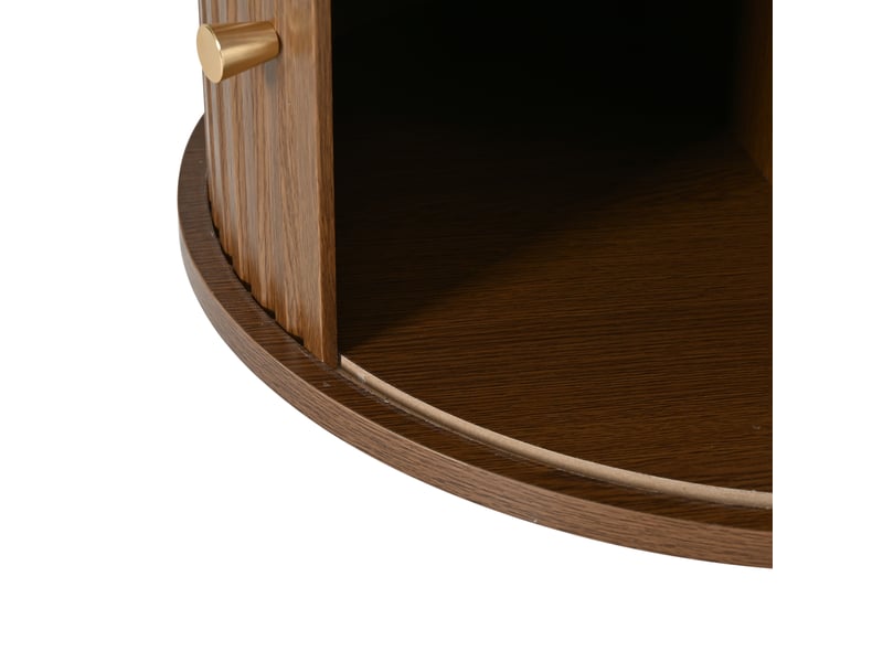  Table basse 100x50x36 cm noyer et noir, 2 tiroirs, portes tambour et poignées métalliques Fay Lum - Conforama E