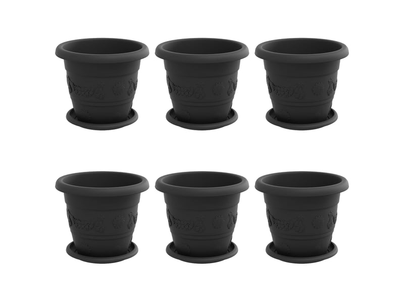  Jardinière - pots de plantes 6 pcs noir ø 22 x 18 cm plastique  - Conforama A