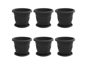 Jardinière - pots de plantes 6 pcs noir ø 22 x 18 cm plastique