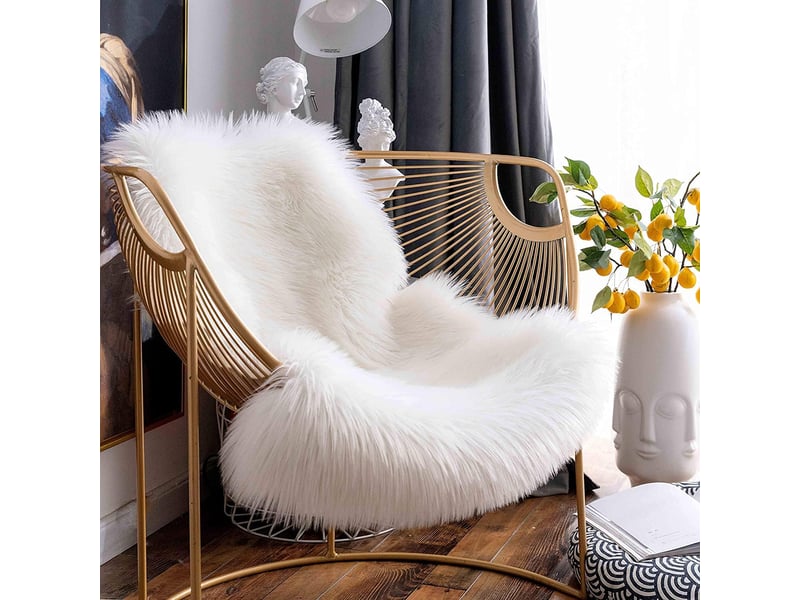  Peau de mouton synthétique, comme véritable laine tapis en fourrure synthétique, man-made laine tapis de canapé coussin (blanc, 50 x 80 cm)  - Conforama D