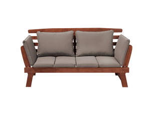 Banc avec coussin d'assise portici 210 cm bois d'eucalyptus marron foncétaupe