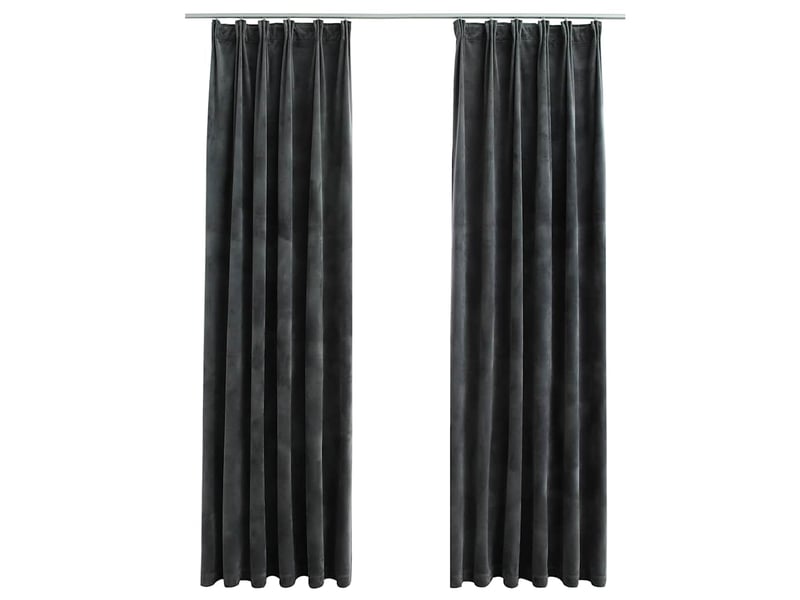  Lot de 2 rideaux occultants, rideaux black-out et crochet velours anthracite 140x245cm cf44925  - Conforama A