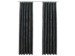 Lot de 2 rideaux occultants, rideaux black-out et crochet velours anthracite 140x245cm cf44925