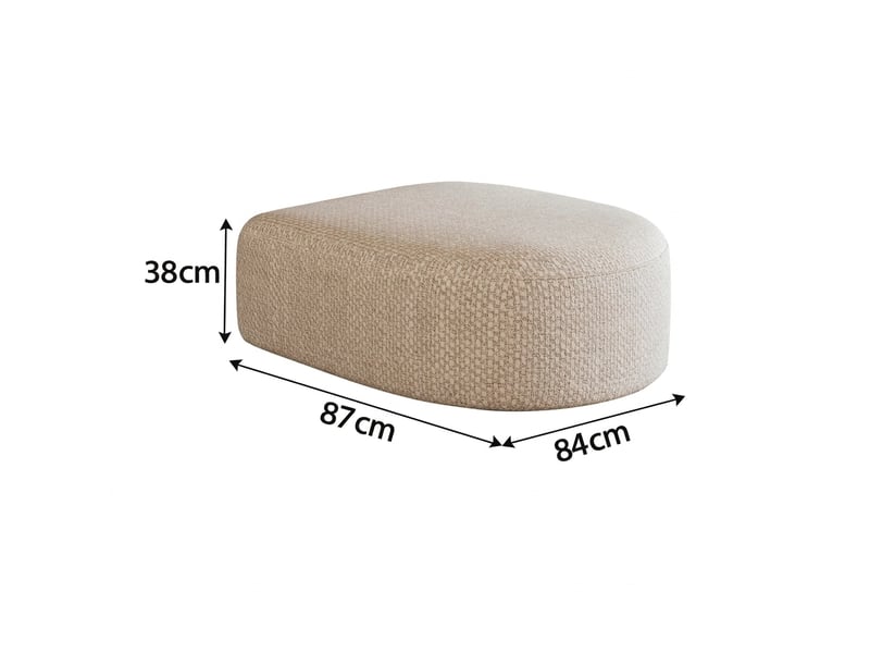  Ottoman blanc en chenille, rembourrage en mousse, 87 x 84 x 38 cm  - Conforama C