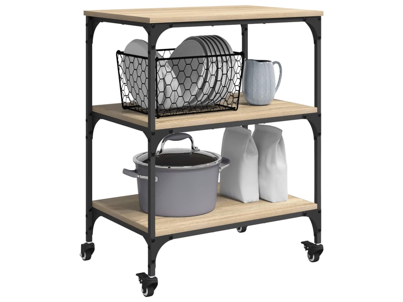 Desserte de cuisine, chariot de rangement chêne sonoma 60x41x76 cm  - Conforama C