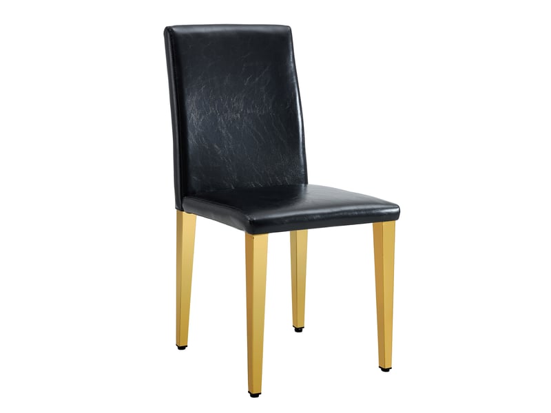  Lot de 6 chaises de salle à manger en pu noir et métal doré, 41 x 48 x 90 cm  - Conforama A