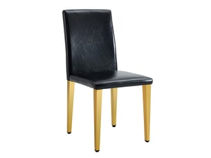 Lot de 6 chaises de salle à manger en pu noir et métal doré, 41 x 48 x 90 cm