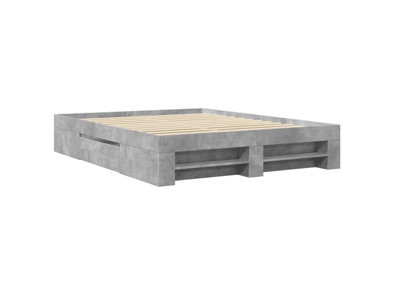  Lit double- lit adulte -  cadre de lit sans matelas gris béton 160x200 cm bois ingénierie  - Conforama B