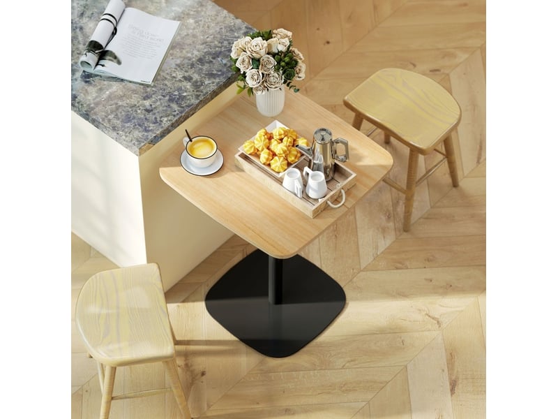  Petite table à manger carrée 60x60 cm mdf, base en métal, naturel et noir  - Conforama C