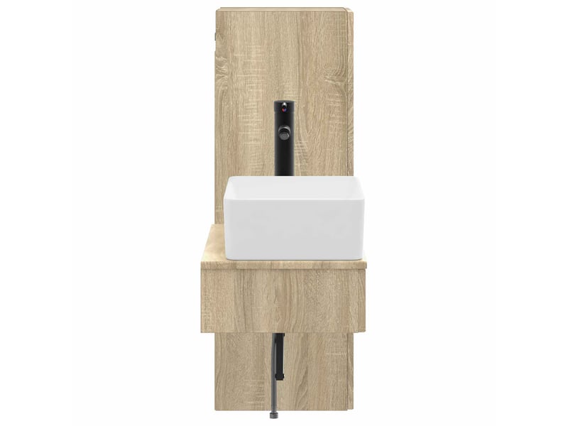  Ensemble de mobilier de salle de bain 2 pcs chêne sonoma shl3352  - Conforama D