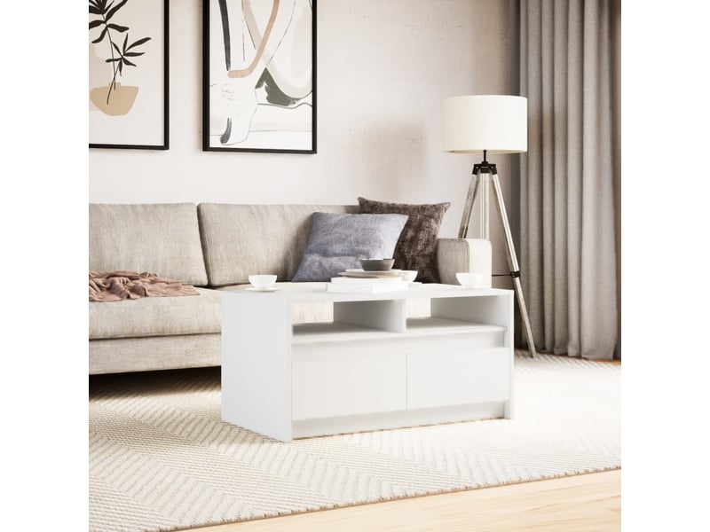  Table basse - table de salon - table à thé avec lumières led blanc bois d'ingénierie  - Conforama D