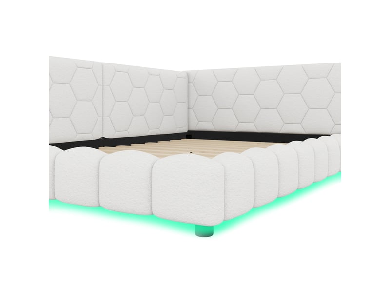  Lit jour 140x200 cm, convertible canapé-lit avec sommier, led rgb, usb-c, blanc  - Conforama A