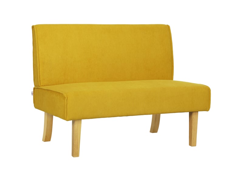 Canapé 2 places 110x62x85 cm aspect velours côtelé sans accoudoirs bois jaune - Conforama A