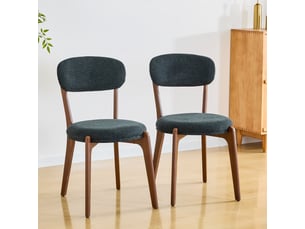 Lot de 2 chaises de salle à manger 55,5x48,5x84 cm, sièges rembourrés, chaises de salon, lin noir, pieds métal
