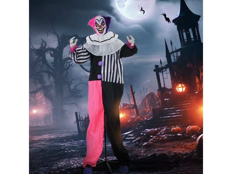 Décoration d'halloween animée avec mouvements, lumière rouge et rire sonore pour intérieur et extérieur rose et noir 60 × 18 × 173 cm - Conforama B